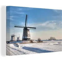 MuchoWow Nederlands winterlandschap Canvas 180x120 cm - Foto print op Canvas schilderij (Wanddecoratie woonkamer / slaapkamer) XXL / Groot formaat!