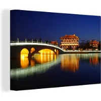 MuchoWow Canvas schilderij 180x120 cm - Wanddecoratie Datang Xian bij nacht - Muurdecoratie woonkamer - Slaapkamer decoratie - Kamer accessoires - Schilderijen