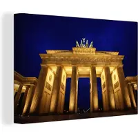 MuchoWow Canvas schilderij 180x120 cm - Wanddecoratie Brandenburger Tor - Berlijn - Duitsland - Muurdecoratie woonkamer - Slaapkamer decoratie - Kamer accessoires - Schilderijen