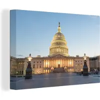 MuchoWow Canvas schilderij 180x120 cm - Wanddecoratie Capitool verlicht Washington DC - Muurdecoratie woonkamer - Slaapkamer decoratie - Kamer accessoires - Schilderijen
