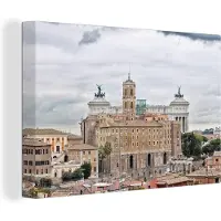 MuchoWow Canvas Schilderij Rome - Stad - Gebouwen - 120x80 cm - Wanddecoratie
