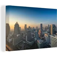 MuchoWow Uitzicht op Bangkok Canvas 30x20 cm - klein - Foto print op Canvas schilderij (Wanddecoratie woonkamer / slaapkamer)