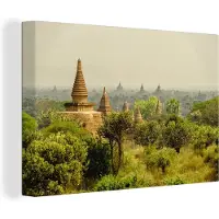 MuchoWow Canvas schilderij 180x120 cm - Wanddecoratie Bagan tempels in Myanmar Azie - Muurdecoratie woonkamer - Slaapkamer decoratie - Kamer accessoires - Schilderijen