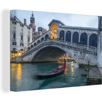 MuchoWow Canvas schilderij 180x120 cm - Wanddecoratie Venetië - Brug - Italië - Muurdecoratie woonkamer - Slaapkamer decoratie - Kamer accessoires - Schilderijen