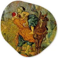 MuchoWow Organische wanddecoratie 40x40 cm - Organisch schilderij De barmhartige Samaritaan - Vincent van Gogh - Muurdecoratie woonkamer - Kamer decoratie - Schilderijen - Muurcirkel aesthetic