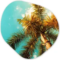 MuchoWow Organische wanddecoratie 40x40 cm - Organisch schilderij Palm - Zomer - Tropisch - Muurdecoratie woonkamer - Kamer decoratie - Schilderijen - Muurcirkel aesthetic