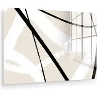 MuchoWow Glasschilderij 180x120 cm - Schilderij acrylglas - Lijn - Abstract - Minimalisme - Pastel - Foto op glas - Muurdecoratie woonkamer - Wanddecoratie slaapkamer - Schilderijen