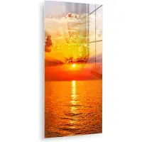 MuchoWow - Glasschilderij - Acrylplaat - Zee - Zonsondergang - Wolken - Wanddecoratie - Kamer decoratie - Acrylglas - Foto op glas - 80x160 cm
