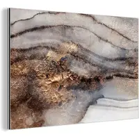 MuchoWow Wanddecoratie Metaal - Aluminium Schilderij Industrieel - Storm - Goud - Abstract - 180x120 cm - Dibond - Foto op aluminium - Industriële muurdecoratie - Voor de woonkamer/slaapkamer