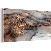 MuchoWow Wanddecoratie Metaal - Aluminium Schilderij Industrieel - Storm - Goud - Abstract - 120x60 cm - Dibond - Foto op aluminium - Industriële muurdecoratie - Voor de woonkamer/slaapkamer