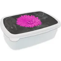 MuchoWow Broodtrommel Wit - Lunchbox - Brooddoos - Bloemen - Waterverf - Roze - 18x12x6 cm - Volwassenen