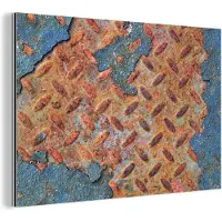 MuchoWow Wanddecoratie Metaal - Aluminium Schilderij Industrieel - Roest - Diamantplaat - Beton - 150x100 cm - Dibond - Foto op aluminium - Industriële muurdecoratie - Voor de woonkamer/slaapkamer