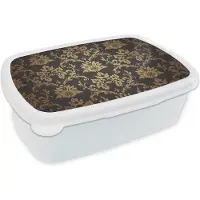 MuchoWow Broodtrommel Wit - Lunchbox - Brooddoos - Bloemen - Licht - Vintage - 18x12x6 cm - Volwassenen