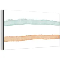 MuchoWow Wanddecoratie Metaal - Aluminium Schilderij Industrieel - Lijn - Pastel - Regenboog - Patronen - 80x40 cm - Dibond - Foto op aluminium - Industriële muurdecoratie - Voor de woonkamer/slaapkamer