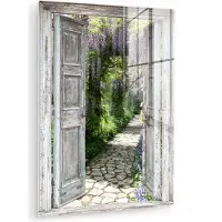 MuchoWow Glasschilderij 120x160 cm - Schilderij acrylglas - Doorkijk - Bos - Stenen - Lente - Foto op glas - Muurdecoratie woonkamer - Wanddecoratie slaapkamer - Schilderijen