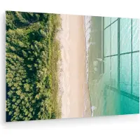 MuchoWow Glasschilderij 180x120 cm - Schilderij acrylglas - Strand - Bomen - Water - Foto op glas - Muurdecoratie woonkamer - Wanddecoratie slaapkamer - Schilderijen