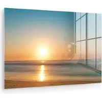MuchoWow Glasschilderij 180x120 cm - Schilderij acrylglas - Zee - Kleuren - Zon - Foto op glas - Muurdecoratie woonkamer - Wanddecoratie slaapkamer - Schilderijen