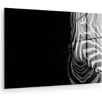 MuchoWow Glasschilderij - Acrylglas - Dieren - Zebra - Zwart - Wit - Foto op glas - 30x20 cm - Glasschilderij zebra - Schilderij glas - Muurdecoratie - Woonkamer
