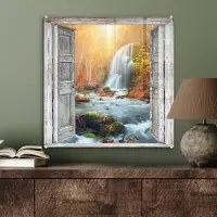 MuchoWow Glasschilderij 50x50 cm - Schilderij acrylglas - Waterval - Doorkijk - Landschap - Foto op glas - Muurdecoratie woonkamer - Wanddecoratie slaapkamer - Schilderijen