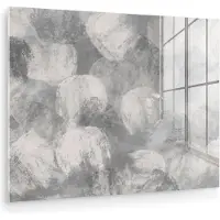 MuchoWow Glasschilderij 80x60 cm - Schilderij acrylglas - Abstract - Verf - Grijs - Schilderij - Foto op glas - Muurdecoratie woonkamer - Wanddecoratie slaapkamer - Schilderijen