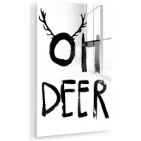 MuchoWow Glasschilderij 120x180 cm - Schilderij acrylglas - Quotes - Oh Deer - Kerst - Dieren - Gewei - Foto op glas - Muurdecoratie woonkamer - Wanddecoratie slaapkamer - Schilderijen