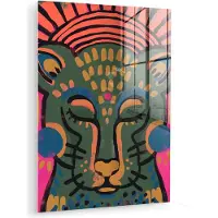 MuchoWow Glasschilderij 120x160 cm - Schilderij acrylglas - Dieren - Tijger - Groen - Portret - Foto op glas - Muurdecoratie woonkamer - Wanddecoratie slaapkamer - Schilderijen