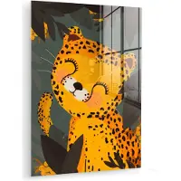 MuchoWow Glasschilderij 60x80 cm - Schilderij acrylglas - Cheeta - Dieren - jungle - Kinderen - Foto op glas - Muurdecoratie woonkamer - Wanddecoratie slaapkamer - Schilderijen