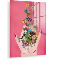 MuchoWow Glasschilderij 120x160 cm - Schilderij acrylglas - Bloemen - Abstract - Roze - Kunst - Foto op glas - Muurdecoratie woonkamer - Wanddecoratie slaapkamer - Schilderijen