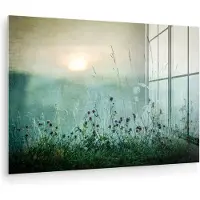 MuchoWow Glasschilderij 120x80 cm - Schilderij acrylglas - Natuur - Vintage - Bloemen - Zon - Foto op glas - Muurdecoratie woonkamer - Wanddecoratie slaapkamer - Schilderijen