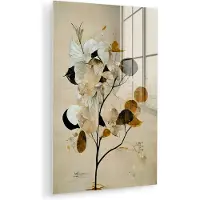 MuchoWow Glasschilderij 120x180 cm - Schilderij acrylglas - Bloemen - Bladeren - Boom - Pastel - Foto op glas - Muurdecoratie woonkamer - Wanddecoratie slaapkamer - Schilderijen