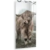 MuchoWow Glasschilderij 20x40 cm - Schilderij acrylglas - Schotse hooglander - Natuur - Herfst - Dieren - Wild - Bos - Foto op glas - Muurdecoratie woonkamer - Wanddecoratie slaapkamer - Schilderijen