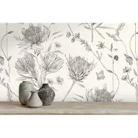 Living Walls Drawn Into Nature - Wit - Planten Behang - 394272
