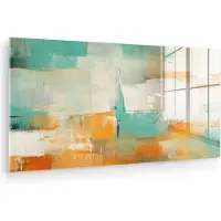 MuchoWow Glasschilderij 80x40 cm - Schilderij acrylglas - Kunst - Abstract - Blauw - Wit - Foto op glas - Muurdecoratie woonkamer - Wanddecoratie slaapkamer - Schilderijen