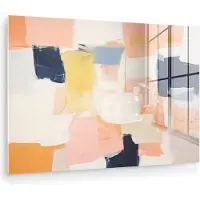 MuchoWow Glasschilderij 180x120 cm - Schilderij acrylglas - Kunst - Abstract - Roze - Pastel - Foto op glas - Muurdecoratie woonkamer - Wanddecoratie slaapkamer - Schilderijen