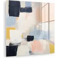 MuchoWow Glasschilderij 20x20 cm - Schilderij acrylglas - Kunst - Wit - Abstract - Modern - Foto op glas - Muurdecoratie woonkamer - Wanddecoratie slaapkamer - Schilderijen
