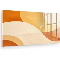 MuchoWow Glasschilderij 160x80 cm - Schilderij acrylglas - Abstract - Patroon - Modern - Beige - Oranje - Foto op glas - Muurdecoratie woonkamer - Wanddecoratie slaapkamer - Schilderijen