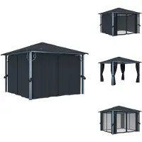 The Living Store De Living Store paviljoen met gordijnen, 300x300 cm, antraciet, aluminium