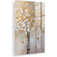 MuchoWow Glasschilderij 20x30 cm - Schilderij acrylglas - Bomen - Aquarel - Kunst - Natuur - Foto op glas - Muurdecoratie woonkamer - Wanddecoratie slaapkamer - Schilderijen