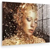 MuchoWow Glasschilderij 160x120 cm - Schilderij acrylglas - Vrouw - Abstract - Kunst - Foto op glas - Muurdecoratie woonkamer - Wanddecoratie slaapkamer - Schilderijen