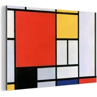 MuchoWow Wanddecoratie Metaal - Aluminium Schilderij Industrieel - Kunst - Mondriaan - Oude meesters - 180x120 cm - Dibond - Foto op aluminium - Industriële muurdecoratie - Voor de woonkamer/slaapkamer