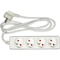 TOYA - Verlengsnoer - 4 Stopcontacten - Geaard - Wit - 1,5 m