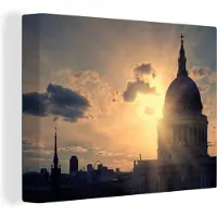 MuchoWow Canvas schilderij 160x120 cm - Wanddecoratie Uitzicht op de St Paul’s Cathedral tijdens de schemering - Muurdecoratie woonkamer - Slaapkamer decoratie - Kamer accessoires - Schilderijen