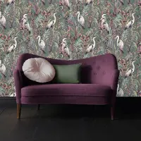 Overig Vliesbehang Tropical Heron - Multicolor - Groen - 10,05 M X 53 Cm