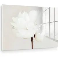 MuchoWow Glasschilderij 180x120 cm - Schilderij acrylglas - Bloemen - Pioenroos - Wit - Stilleven - Foto op glas - Muurdecoratie woonkamer - Wanddecoratie slaapkamer - Schilderijen