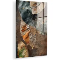 MuchoWow Glasschilderij 20x30 cm - Schilderij acrylglas - Bladeren - Bruin - Herfst - Natuur - Foto op glas - Muurdecoratie woonkamer - Wanddecoratie slaapkamer - Schilderijen