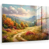 MuchoWow Glasschilderij 180x120 cm - Schilderij acrylglas - Landschap - Illustratie - Natuur - Foto op glas - Muurdecoratie woonkamer - Wanddecoratie slaapkamer - Schilderijen