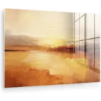 MuchoWow Glasschilderij 180x120 cm - Schilderij acrylglas - Abstract - Bruin - Modern - Herfst kleuren - Foto op glas - Muurdecoratie woonkamer - Wanddecoratie slaapkamer - Schilderijen