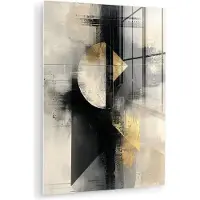 MuchoWow Glasschilderij 120x160 cm - Schilderij acrylglas - Abstract - Zwart - Verf - Modern - Foto op glas - Muurdecoratie woonkamer - Wanddecoratie slaapkamer - Schilderijen