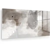 MuchoWow Glasschilderij 120x60 cm - Schilderij acrylglas - Verf - Grijs - Line art -Abstract - Foto op glas - Muurdecoratie woonkamer - Wanddecoratie slaapkamer - Schilderijen