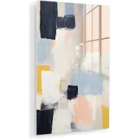 MuchoWow Glasschilderij 80x120 cm - Schilderij acrylglas - Kunst - Wit - Abstract - Modern - Foto op glas - Muurdecoratie woonkamer - Wanddecoratie slaapkamer - Schilderijen
